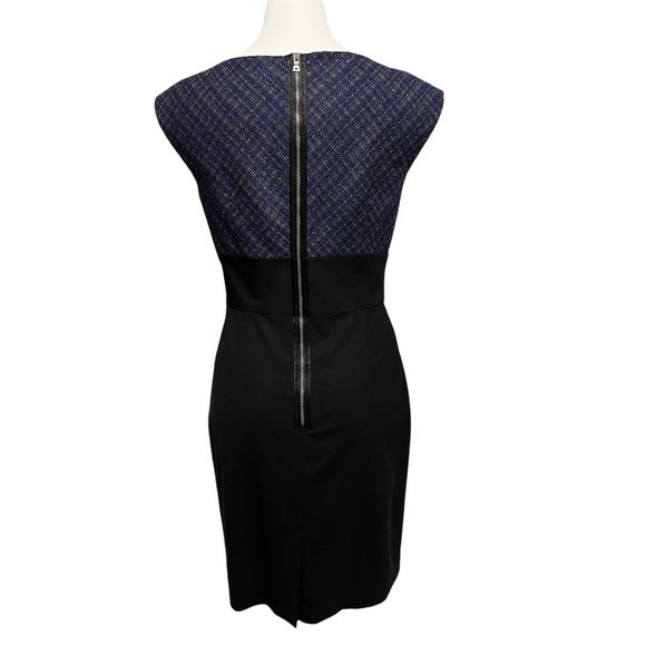 Trina Turk Black Sleeveless Sheath Dress Purple Tweed Bodice Wool Blend … - Picture 4 of 6